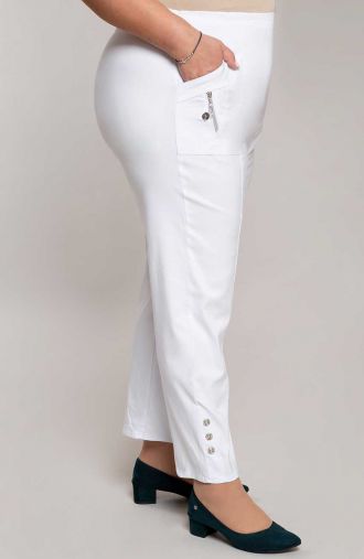 Дълъг бял панталон с джобове