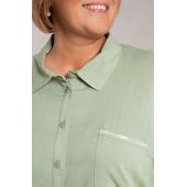 Ленена риза в цвят шам фъстък с джоб
