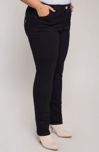 Памучен черен панталон със средна височина
