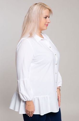 Бяла риза туника с къдрици