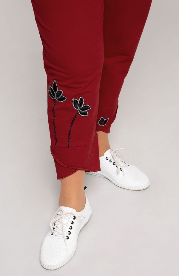 Кестеняви мрежести панталони със сребърни цветя