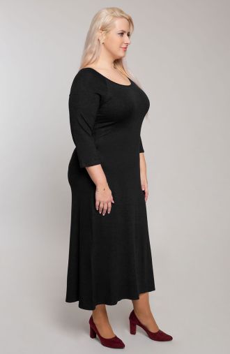 Дълга черна плетена рокля