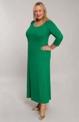 Дълга зелена плетена рокля