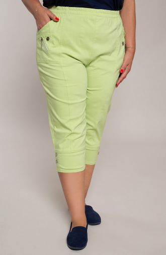 Лайм зелени 3/4 панталони с джобове