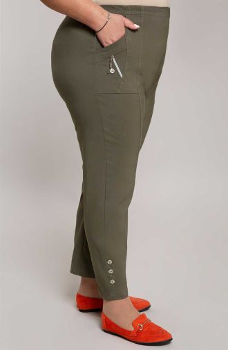 Дълъг маслинен панталон с джобове