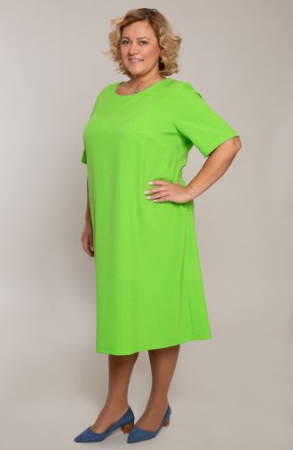 Ленена зелена рокля с цип