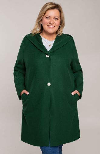Класическо зелено палто с копчета