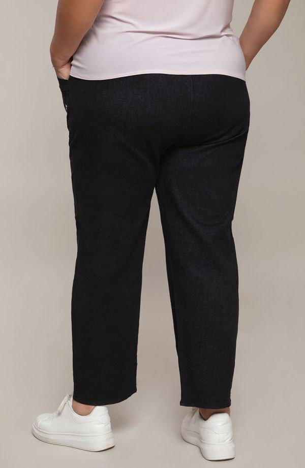 Черен памучен панталон с прав крачол