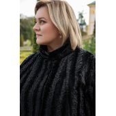 Черно палто имитация на каракул
