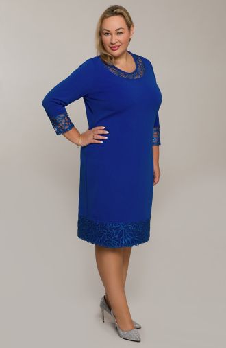Синя рокля от метличина с мрежа от пайети