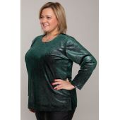 Зелена велурена блуза със сребрист блясък