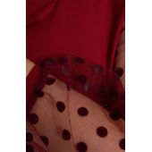 Блуза с ръкави на точки в цвят бордо