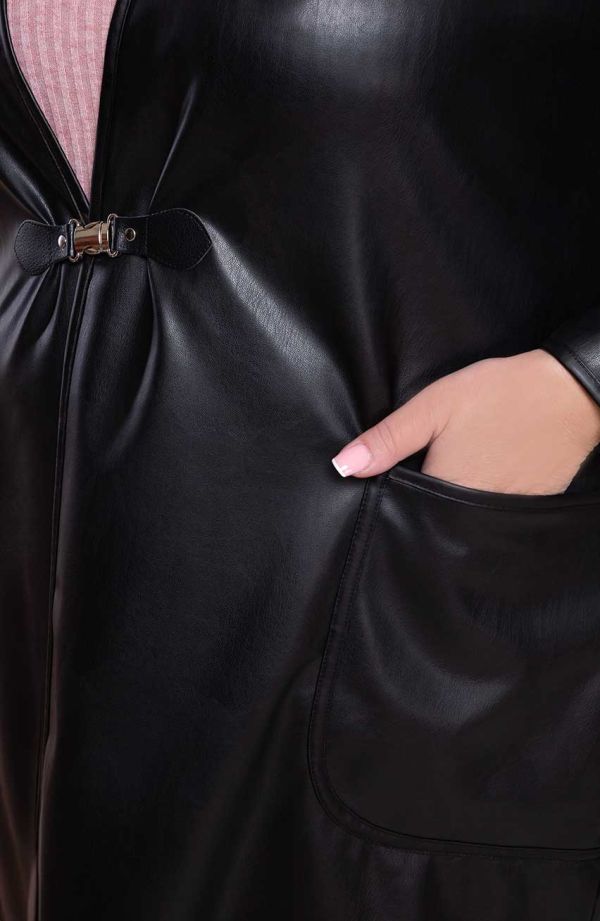 Черно елегантно палто с качулка