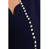 Тъмносин комплект с декоративни перли