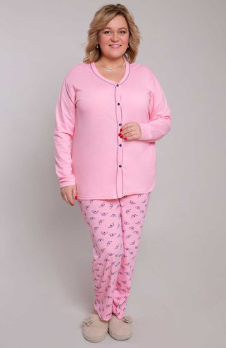 Розова памучна пижама