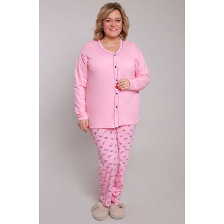 Розова памучна пижама