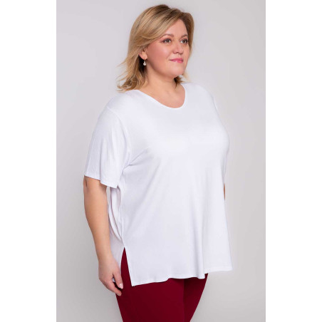 Бяла обикновена тениска с голям размер с къс ръкав | Модни големи размери