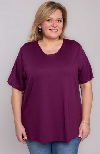 Ежедневна плетена дамска тениска с голям размер Blueberry | Модни големи размери