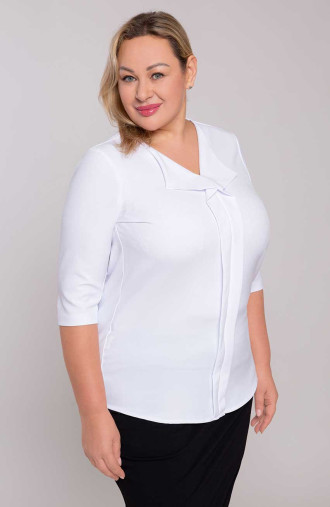 Свободна ленена блуза в бяло