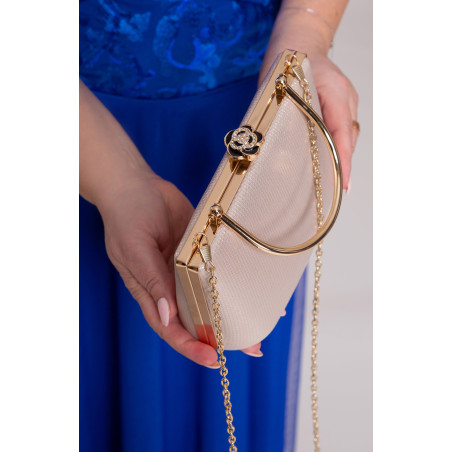 Чанта от розово злато с декоративна закопчалка