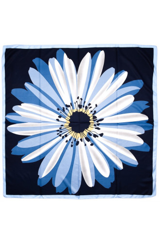 Тъмносин шал със синьо цвете