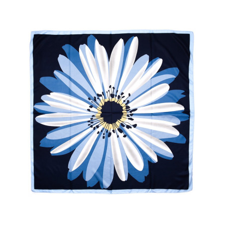 Тъмносин шал със синьо цвете