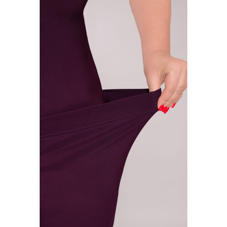 Елегантен лилав дамски костюм с панталон и по-дълга туника и 3/4 ръкав за сватба | Модни големи размери