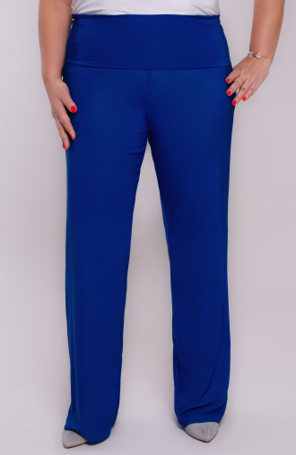 Сини панталони с изтъняващ колан