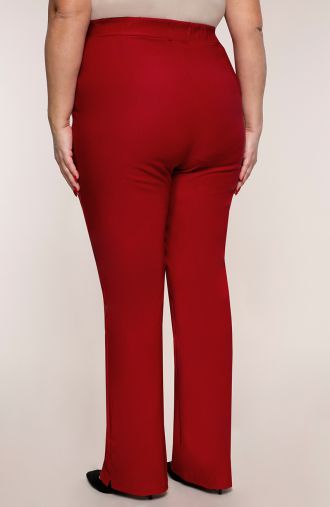 Червен прав панталон с много висока талия