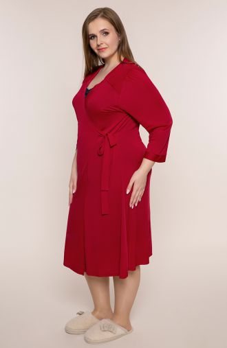 Олекотен халат от вискоза в цвят бордо