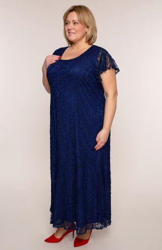 Дълга рокля в пруско синьо