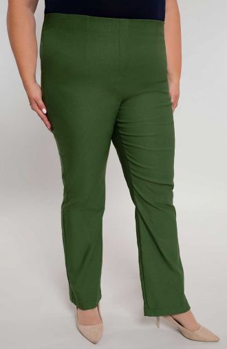 По-дълги прави панталони в маслинено зелено