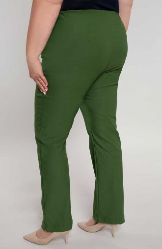 По-дълги прави панталони в маслинено зелено